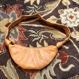Leather Crescent Shoulder Bag in Tan not sure if real leather